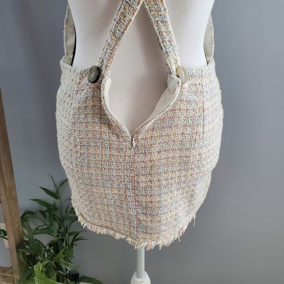 Zara TRF Collection Frayed Tweed Mini Skirt Jumpsuit Size S - Picture 5 of 9